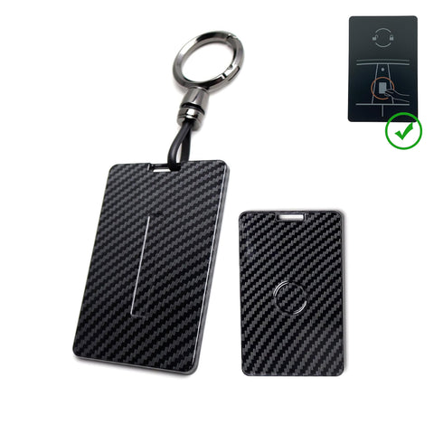 x xotic tech Key Card Holder Compatible With Tesla Model 3 Y S X Cybertruck, Glossy Black Carbon Fiber Finish Hard Plastic Cover Protective Card Case Keychain