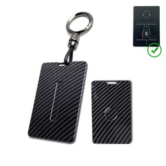 x xotic tech Key Card Holder Compatible With Tesla Model 3 Y S X Cybertruck, Glossy Black Carbon Fiber Finish Hard Plastic Cover Protective Card Case Keychain