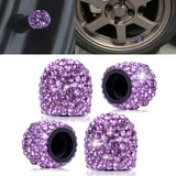 4x Handmade Crystal Rhinestone Universal Car Tire Valve Caps Chrome Accessories