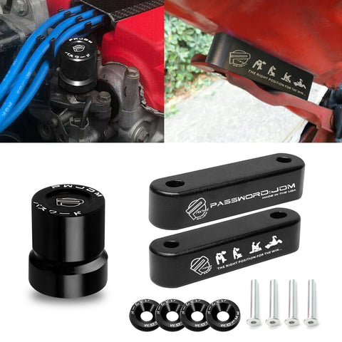 JDM Style Hood Vent Spacer Risers VTEC Solenoid Valve Cover Cap For Honda Acura