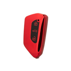 Red TPU Key Fob Shell Full Cover Case, Compatible with Volkswagen Golf 8 ID.4 MK8 Seat Leon MK4 Skoda Octavia Smart Keyless Entry Key