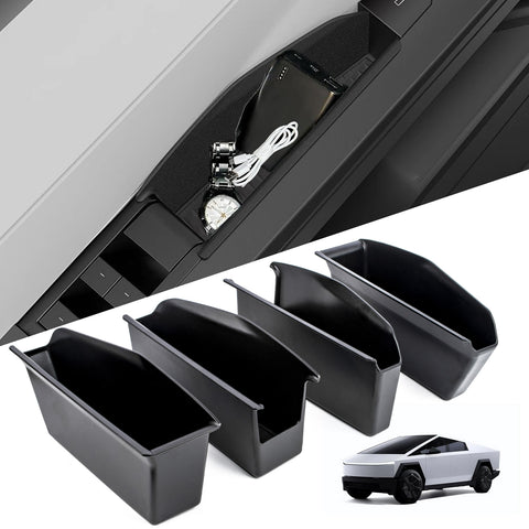 x xotic tech Front&Rear Door Handle Storage Organizer Compatible with Tesla Cybertruck 2024, Interior Upper Door Side Organizer Insert Tray Box with PVC Mat(4PCS)