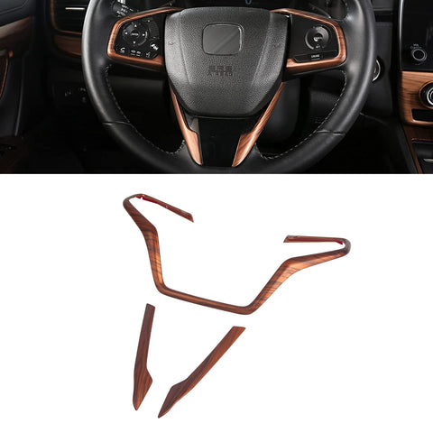 Inner Peach Wood Grain Steering Wheel Frame Cover Trim For Honda CR-V 2017-2022