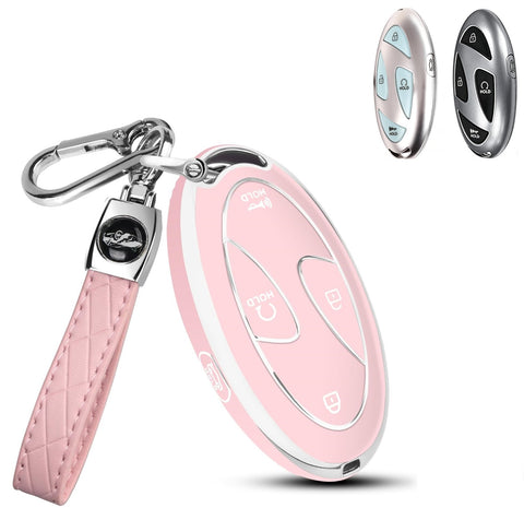5/7 Button TPU Key Fob Cover Case w/Keychain For Hyundai Santa Fe Tucson Sonata