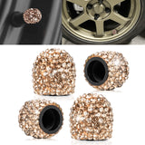 4x Handmade Crystal Rhinestone Universal Car Tire Valve Caps Chrome Accessories