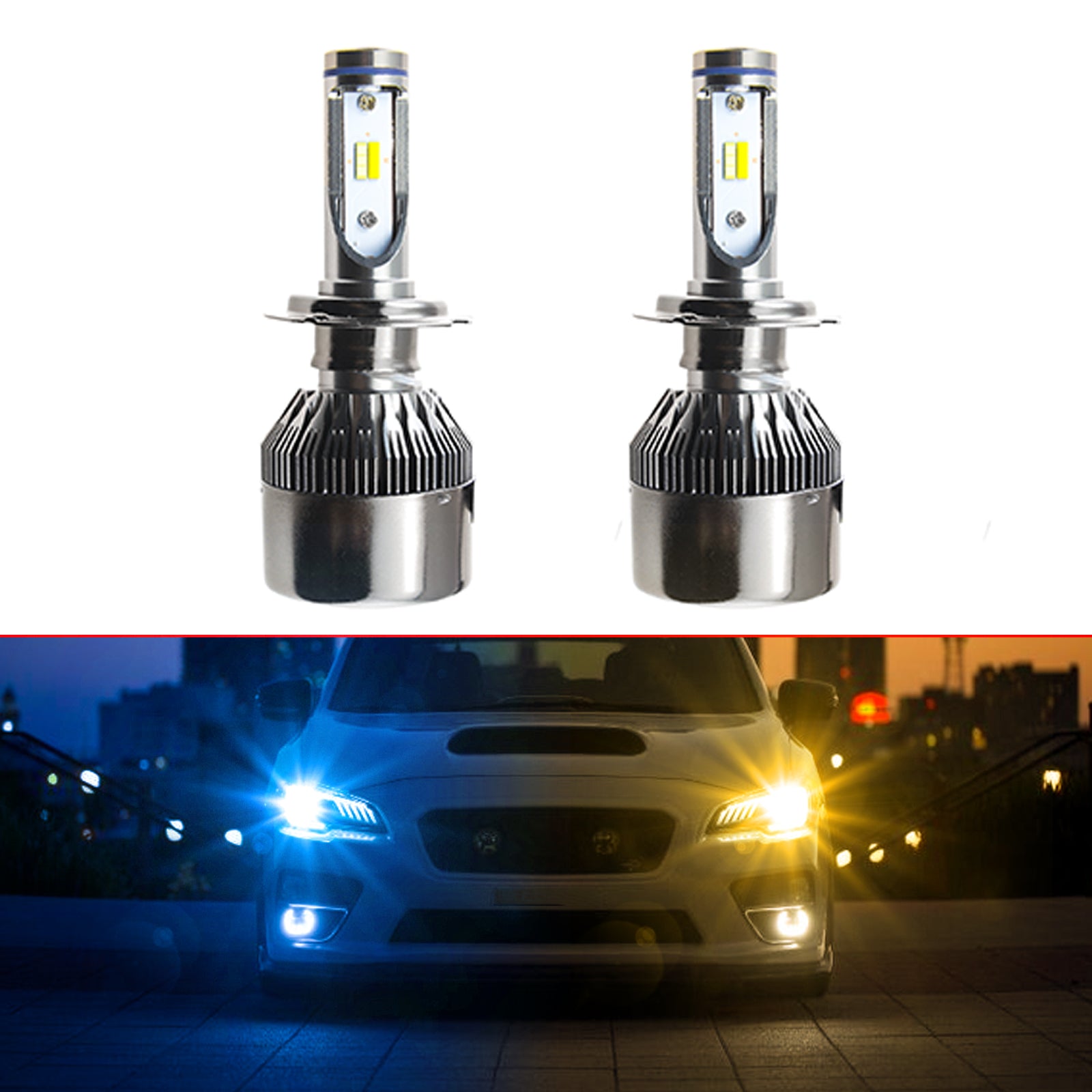 H4 Hi/Low Dual Beam LED Headlight Kit - 6000K 8000LM with Philips ZES Chips
