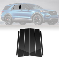 For Ford Explorer 2011-2019 Black Pillar Posts Door Window Trim Piano Cover Kit