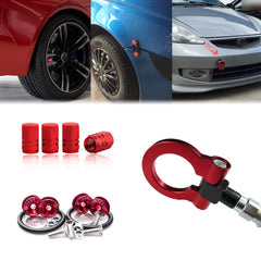 Set Tow Hook+Tire Valve Stem Caps+Release Fasteners For Honda Fit Jazz 2015-2018