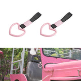 Xotic Tech 2 Pieces JDM Heart Shaped Car Handle Straps, Rear Bumper Warning Loops Heart-Shaped Ring for Cars, SUV, Subway, Bus Interior Exterior Decoration