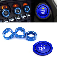Blue Engine Start Push Button + AC Climate Knob Combo Trim For Toyota 86 2017-20