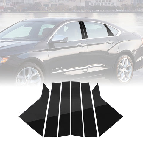 For Chevrolet Impala 2014-2020 6PCS Black Pillar Posts Door Trim Piano Cover Kit