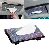 Bling Rhinestone Car Sun Visor Tissue Box Paper Towel Holder Clip Universal Fit