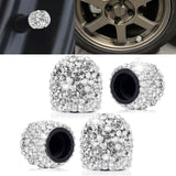 4x Handmade Crystal Rhinestone Universal Car Tire Valve Caps Chrome Accessories