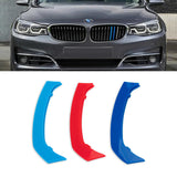 Tri-Colored Front Kidney Grille Strips Clip Cover For BMW 3 Series GT 2013-2020