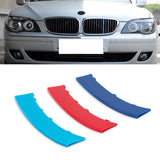 Tri-Colored Front Kidney Grille Strips Clip Cover For BMW 7 Series E65 E66 06-08