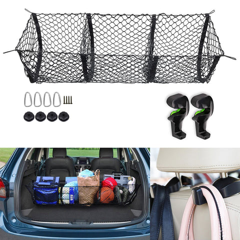 Heavy Duty Black Mesh 3 Pocket Trunk Cargo Organizer Bin Storage Net Holder