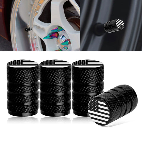 4pcs American Flag Tire Valve Stem Cover Caps Anodized Aluminum Alloy, Corrosion Resistant Leak-Proof Wheel Valve Cap Set, Universal for Cars Trucks Motorcycles SUVs