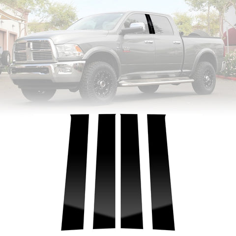 Black Window Pillar Posts Door Trim Piano Cover Kit For Dodge Ram 1500 2009-2018