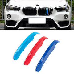 Tri-Colored Front Kidney Grille Strips Clip Cover For BMW X1 F48 Sport 2016-2019