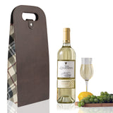 2-Bottle Leather Wine Tote Bag Protector Champagne Gift Bag with Handle For Gift