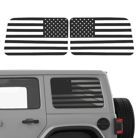 x xotic tech American Flag Rear Side Window Decal Sticker, Pre-cut Vinyl Back Window Glass USA Flag Sticker Exterior Accessories Compatible with Jeep Wrangler 2018-up 4 Door (2Pcs)