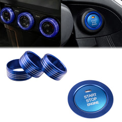 Blue Engine Start Button + AC Knob Control Ring Combo Cover for Subaru Forester