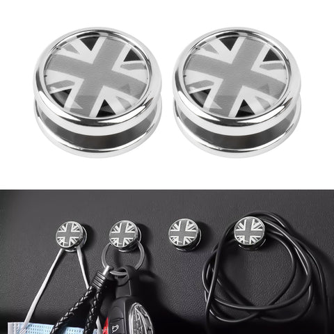 x xotic tech Hanger Stick on Car Dashboard Hook Holder Sticky Wall for Mask Key Fob USB Earphone Cable Sunglasses Compatible with Mini Cooper Accessories Universal (2 Pack, Union Jack Flag)