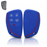 x xotic tech Silicone Smart Key Fob Cover Case Protector Gray w/Red Trim Fits Chevrolet Silverado 1500 2500HD 3500HD, Tahoe, Suburban & GMC Sierra, Yukon 5-Button Keyless Entry Remote Key Holder