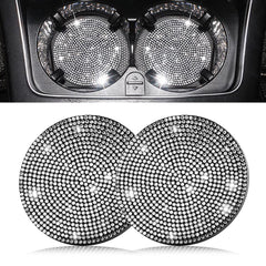 2pcs Cute Bling Car Cup Holder Coaster with Rhinestone Auto Interior Accessories