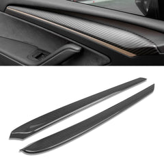 2X Carbon Fiber Pattern Door Side Trim Cover For Tesla Model 3 2021-2023 & Model Y 2020-up