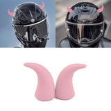 2Pcs PU Foam Small Pink Devil Bull Horn AC Air Outlet Stickers Decor For Car