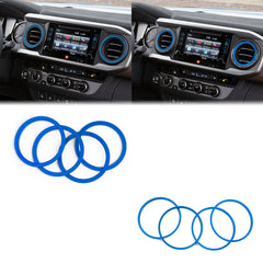 Blue Inner & Outer AC Air Outlet Ring Surround Cover For Toyota Tacoma 2016-2023