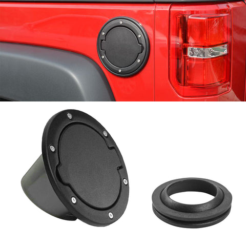 1 x Black Metal + ABS Fuel Door Gas Cap Lid Cover for Jeep Wrangler JK 2007-2018