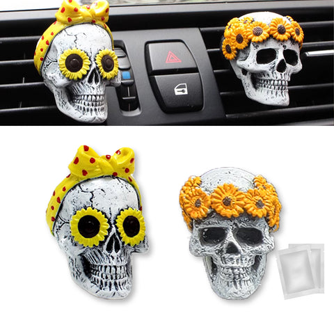 Skull Car Air Fresheners Vent Clips for Halloween Car Interior Decorations