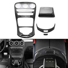 Carbon Fiber Black Gear Shift Panel Armrest Box Button Cover For Benz W205 W253