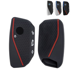 x xotic tech Soft Silicone Key Fob Cover Case Compatible with BMW X7 IX IX3 I5 M60 X1 X2 X3 X5 X6 XM I7 5 7 Series 740i 760i 2023 2024 2025 2026, Intelligent Car Side Button Smart Key Protector