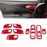 Carbon Fiber Style Door Handle Bowl Window Lift Switch Cover For Dodge Charger 2011-23