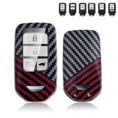 x xotic tech Glossy Black/Red Mix Color Carbon Fiber Texture Hard Plastic Key Fob Cover Case Compatible with Honda Accord Civic CRV HRV FIT Odyssey Pilot Ridgeline Insight Passport