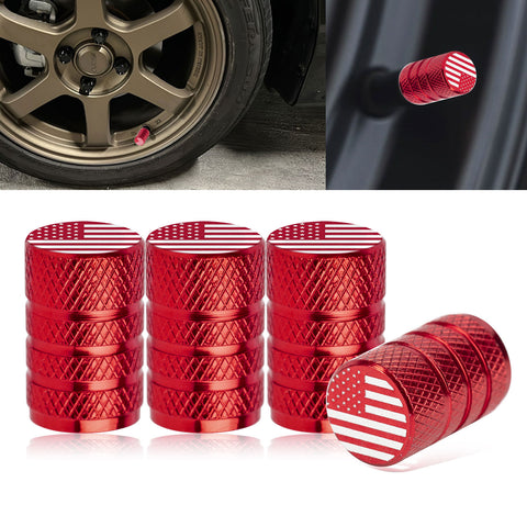 4pcs American Flag Tire Valve Stem Cover Caps Anodized Aluminum Alloy, Corrosion Resistant Leak-Proof Wheel Valve Cap Set, Universal for Cars Trucks Motorcycles SUVs