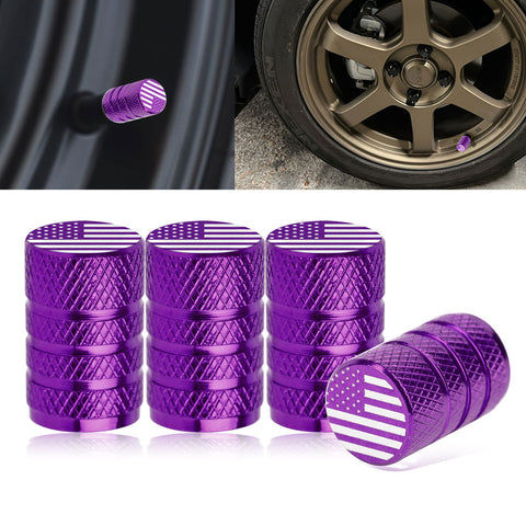 4pcs American Flag Tire Valve Stem Cover Caps Anodized Aluminum Alloy, Corrosion Resistant Leak-Proof Wheel Valve Cap Set, Universal for Cars Trucks Motorcycles SUVs