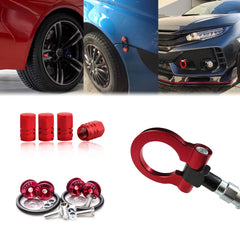 Set Tow Hook+Tire Valve Caps+Release Fasteners For Honda Fit 2010-2014 CRZ 2011+
