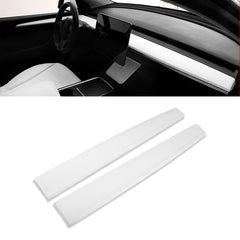 2x Matte White Dashboard Overlay Strip Cover For Tesla Model 3 2017-2023 & Model Y 2020-up