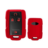 Red TPU 360° Protection Remote Key Cover w/Keychain For Chevy Silverado GMC Sierra 2014-up