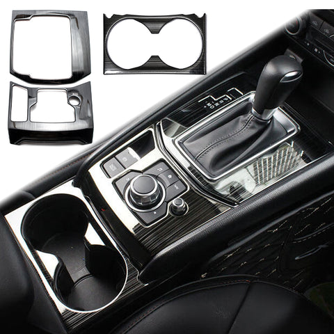 Titanium Console Gear Shift Cup Holder Panel Cover Trim For Mazda CX5 2017-2025