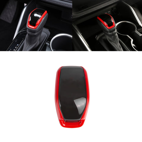 Carbon Fiber Black & Red Auto Gear Shift Knob Trim For Toyota Highlander 2020-UP