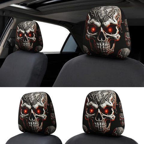 Auto Universal Fit Front Seat Halloween Scary Personalized Mask Head Rest Cover