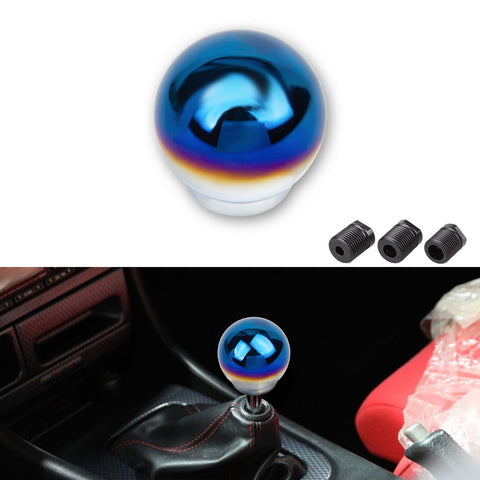 Universal Burnt Blue Alloy Round Ball Shape Car Gear Shift Knob Shifter Lever