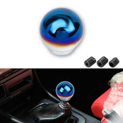 Universal Burnt Blue Alloy Round Ball Shape Car Gear Shift Knob Shifter Lever