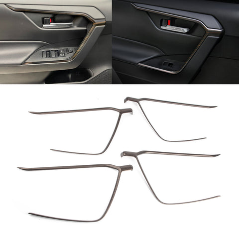 Wood Grain Door Armrest Panel Strip Cover Trim For Toyota RAV4 2019-2024