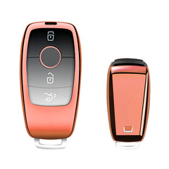 Pink Soft TPU Full Protect Smart w/Button Key Fob Cover For Mercedes-Benz AMG